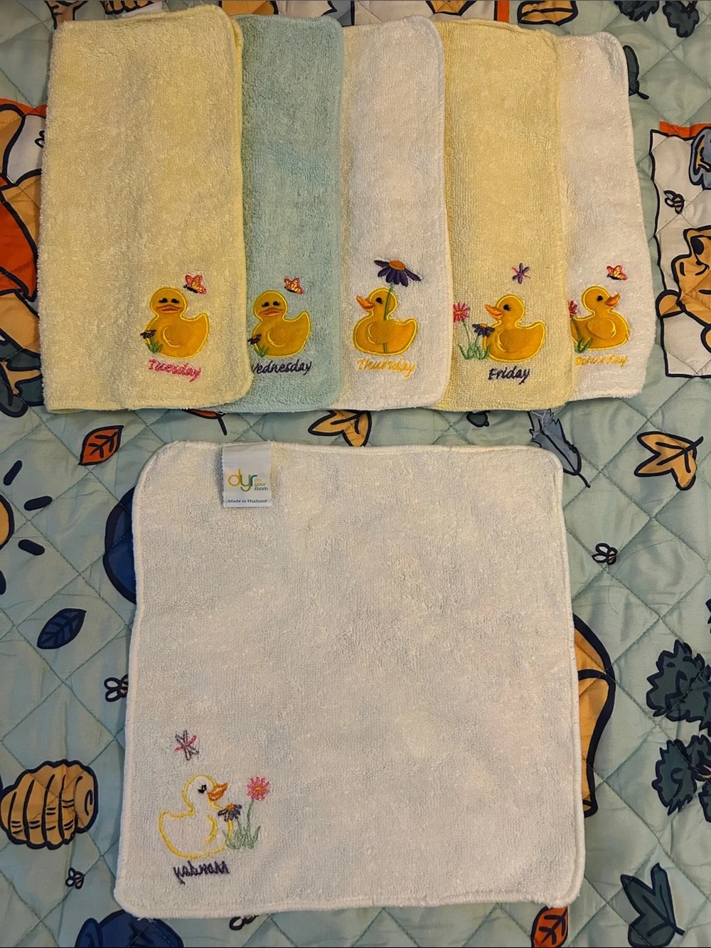 Duck Embroidered Hand Towels Monday to Saturday